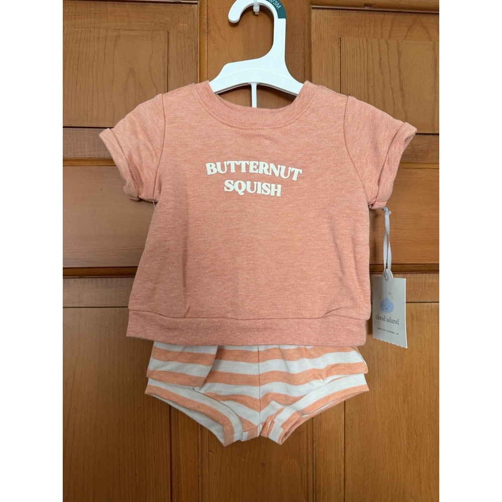 Baby Cloud Island Butternut Squish Short Sleeve Bloomers Set Orange Size 0-3 M